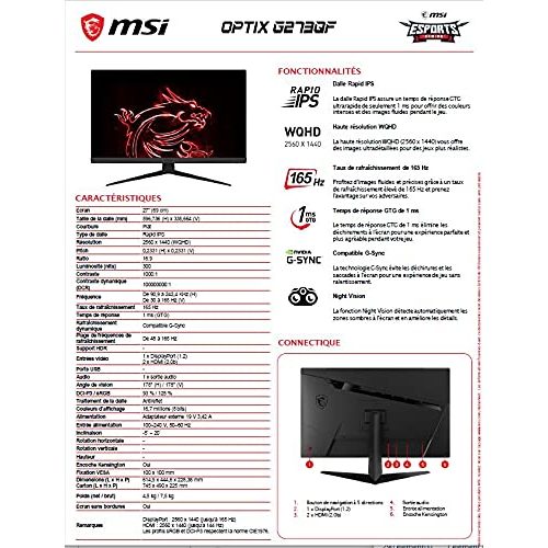165-Hz-Monitor MSI Optix G273QF Esports Gaming IPS Monitor