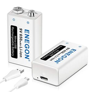 9V-Lithium-Batterie ENEGON 9V Block 650mAh Li-ion 6F22, 2 Stück