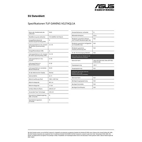 Asus-Monitor ASUS TUF Gaming VG27AQL1A, WQHD, 170Hz