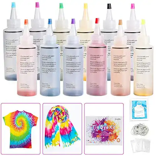 Batikfarben Ucradle Tie Dye Kit, 12 Stück Stoff Textil Farben