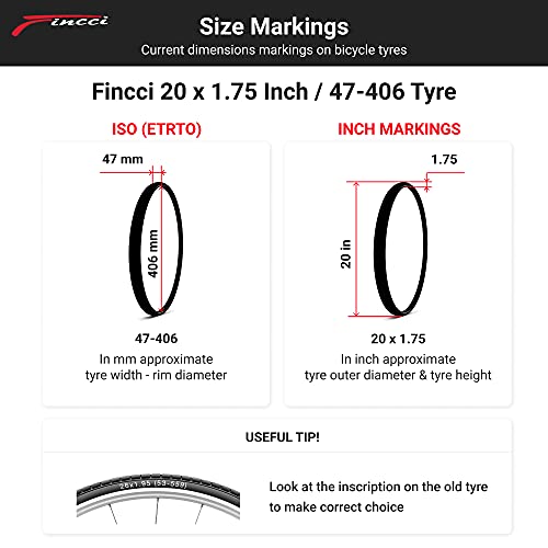 BMX-Reifen Fincci Paar Reifen 20 x 1.75 Zoll Mantel 47-406, 2er
