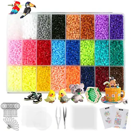 Bügelperlen LIHAO 24000 Set mit Platte Zubehör Organizerbox