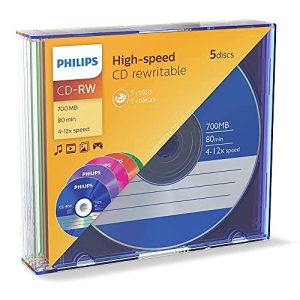 CD-RW Philips Rohlinge 80Min 700MB 4-12x 5er Slim Case