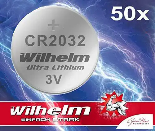 CR2032 Wilhelm 50 x Knopfzelle Batterie Lithium 3V CR 2032