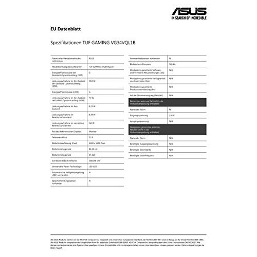 Curved-Gaming-Monitor ASUS TUF Gaming VG34VQL1B, 34 Zoll