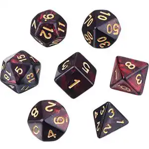 DnD-Würfel eBoot Polyedrische 7-Würfel-Set, mit Schwarz Beutel