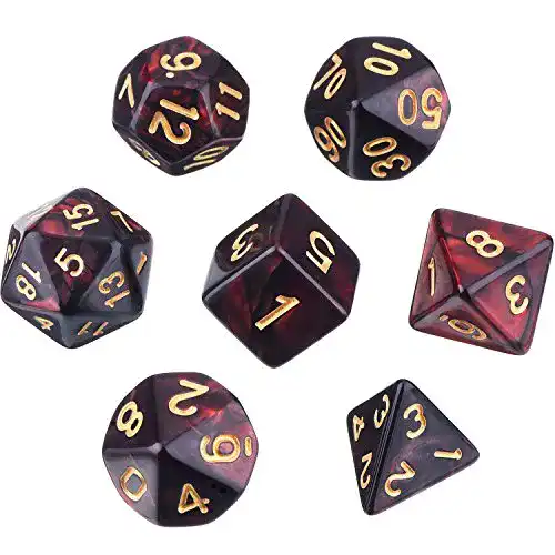 DnD-Würfel eBoot Polyedrische 7-Würfel-Set, mit Schwarz Beutel