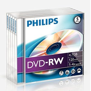 DVD-RW Philips Rohlinge 4.7 GB Data/ 120 Minuten Video, 5er