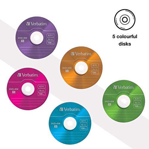 DVD-RW Verbatim DVD+RW 4x Colours 4.7GB, 5er Pack Slim Case
