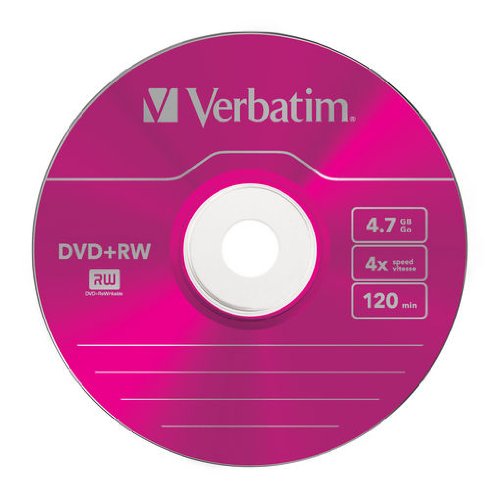 DVD-RW Verbatim DVD+RW 4x Colours 4.7GB, 5er Pack Slim Case