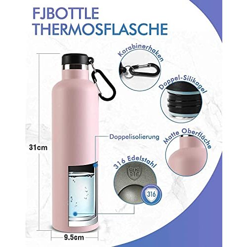 Edelstahl-Trinkflasche 1 Liter FEIJIAN Trinkflasche Edelstahl