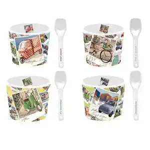 Eisbecher flirt Set, Retrodesign, Porzellan, 8-teilig
