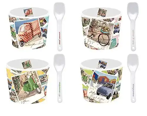 Eisbecher flirt Set, Retrodesign, Porzellan, 8-teilig