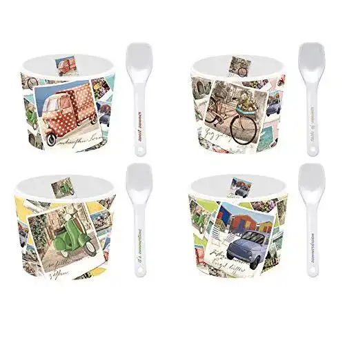 Eisbecher flirt Set, Retrodesign, Porzellan, 8-teilig