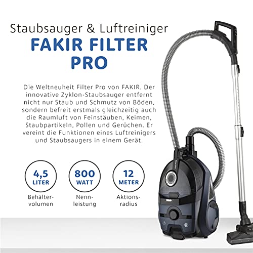 Fakir-Staubsauger Fakir Filter Pro, Beutellos, 8-fach Filtertechnik
