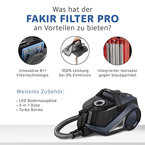 Fakir-Staubsauger Fakir Filter Pro, Beutellos, 8-fach Filtertechnik