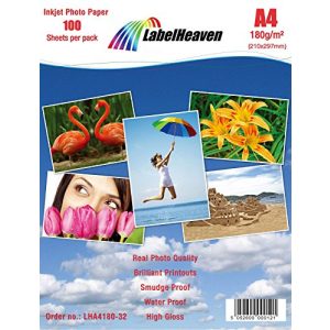 Fotopapier A4 LabelHeaven LH-A4180-32 Fotopapier, A4, 100 Blatt