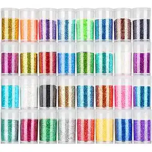 Glitter FANDAMEI 32 Farben Glitzerpulver Set, Glitzer Pulver Bunt