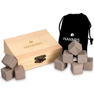 Granit-Eiswürfel Navaris 9X Whisky Steine aus Granit mit Holzbox