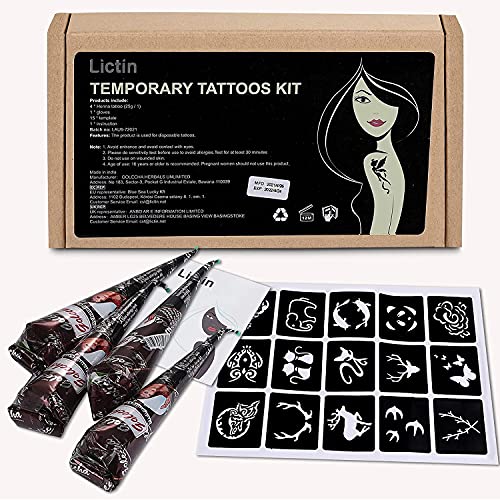 Henna-Tattoo-Farbe Lictin 4 Stück Henna Tattoo Temporäre Tattoos