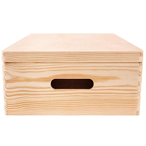 Holzkiste Creative Deco XL Große Natur Holz-Kiste mit Deckel
