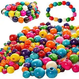 Holzperlen Liuer 1000PCS Bunte Natur Perlen Runde Set