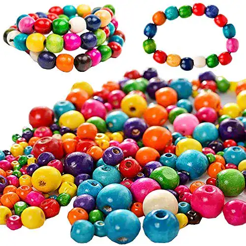 Holzperlen Liuer 1000PCS Bunte Natur Perlen Runde Set