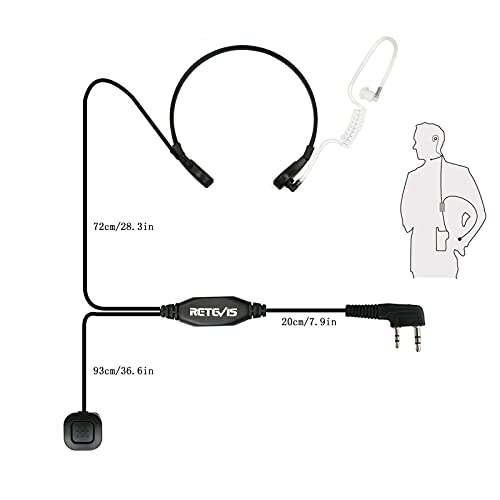 Kehlkopfmikrofon Retevis Funkgerät Headset 2-pin Kopfhörer