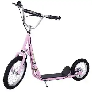 Kinderroller mit Luftreifen HOMCOM Kickboard 16/12 Zoll pink