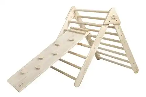 Kletterdreieck Generic Step Crumbs mit Rutsche Naturholz
