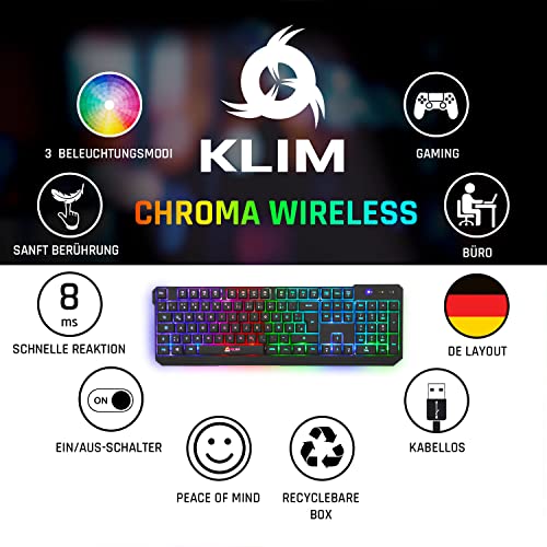 Klim-Tastatur KLIM Chroma Wireless Gaming Tastatur Kabellos
