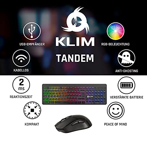 Klim-Tastatur KLIM Tandem, Wireless Tastatur und Maus Set DE