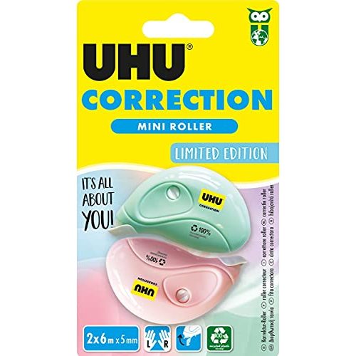 Korrekturroller UHU, Pastell, Mini, schnell, sauber u. präzise, 2 Stück