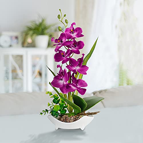 Künstliche Orchidee RENATUHOM mit Porzellanvase Töpfen lila