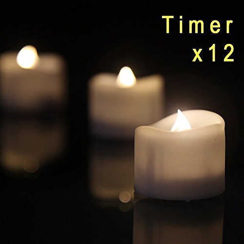 LED-Teelicht eLander LED Kerzen, mit Timer, 12 Stück, Warm-weiß