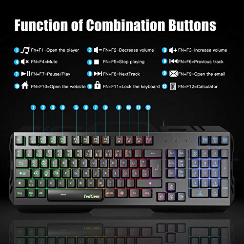 Logitech-Tastatur TedGem Gaming Tastatur, PC Gaming Tastatur