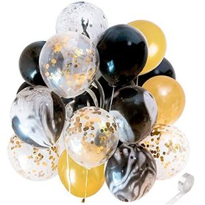 Luftballons Ohighing 50 Stück Schwarz Gold Ballons Gold Konfetti