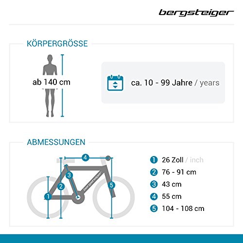 Mädchenfahrrad 26 Zoll Bergsteiger Amsterdam, Fahrrad-Licht