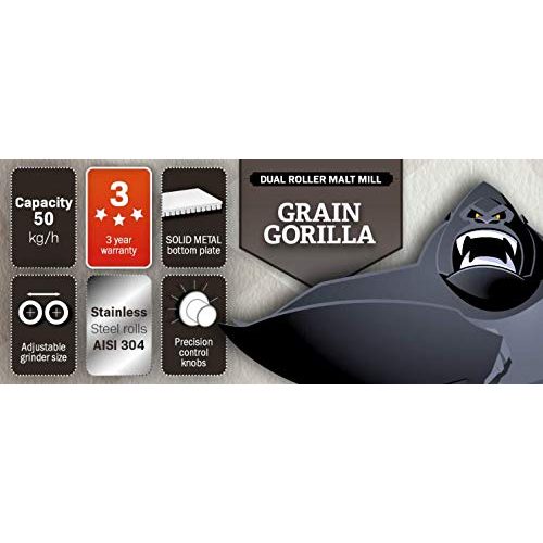 Malzmühle Brouwland Brewferm Grain Gorilla, RVS, Grau, 5 Liter