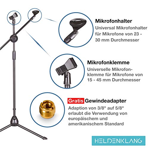 Mikrofonständer Heldenklang ® für 2 Mikrofonem und Adapter