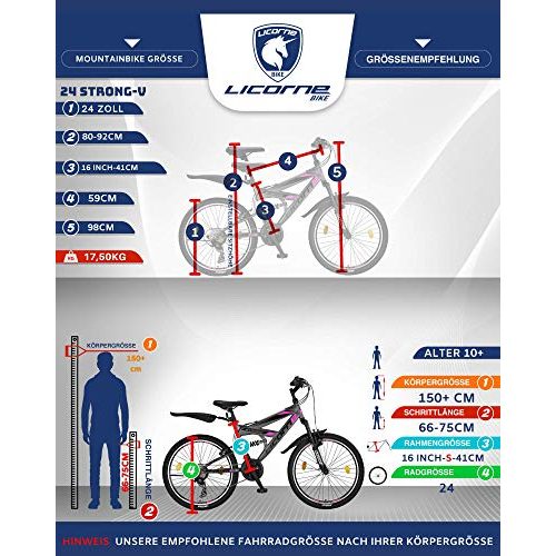 MTB-Fully Licorne Bike Strong V Premium Mountainbike in 24 Zoll
