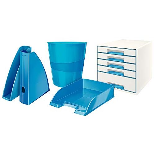 Papierkorb Leitz, 15 Liter, Kunststoff, Blau, WOW, 52781036