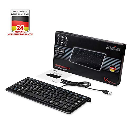 Perixx-Tastatur Perixx PERIBOARD-407B DE, Mini Tastatur USB