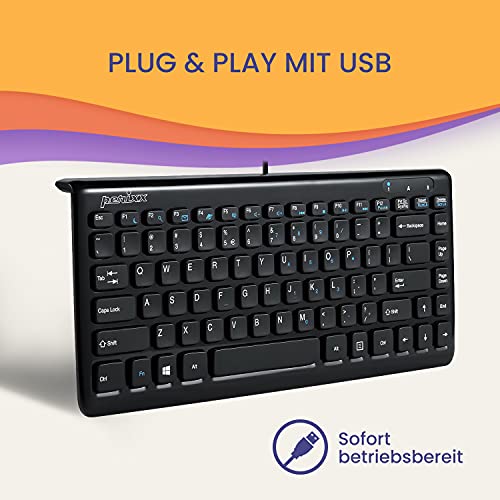 Perixx-Tastatur Perixx PERIBOARD-407B DE, Mini Tastatur USB