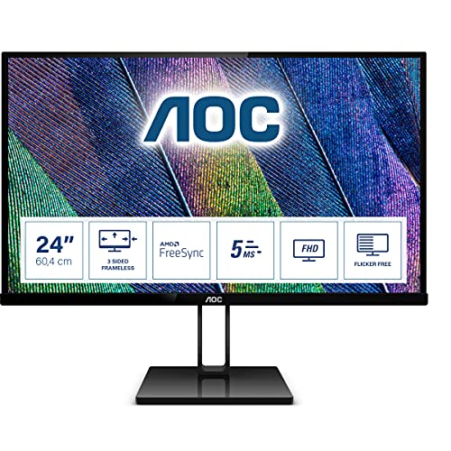 Randloser Monitor AOC 24V2Q, 24 Zoll FHD Monitor, FreeSync