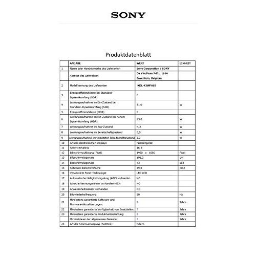 Sony-Fernseher 43 Zoll Sony KDL-43WF665 Bravia Full HD, HDR