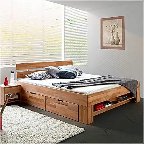 Stauraumbett (140×200) Eternity-Moebel24 Futonbett Kernbuche