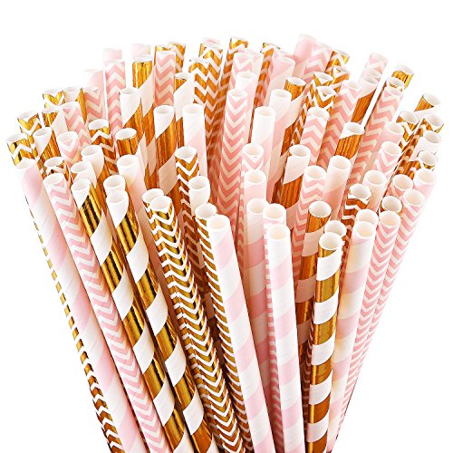 Die beste strohhalme alink biologisch abbaubare papier 100 rosa gold Bestsleller kaufen