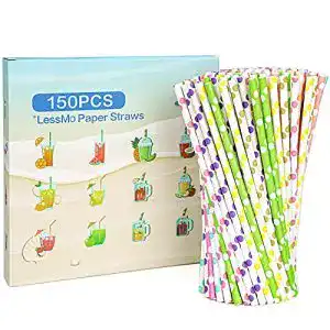 Strohhalme LessMo 150 PCS Papiertrinkhalme, 10 Stile
