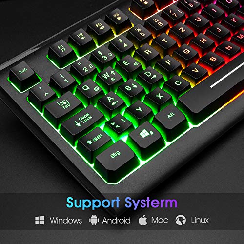Tastatur ohne Nummernblock Rii Gaming USB, Regenbogen